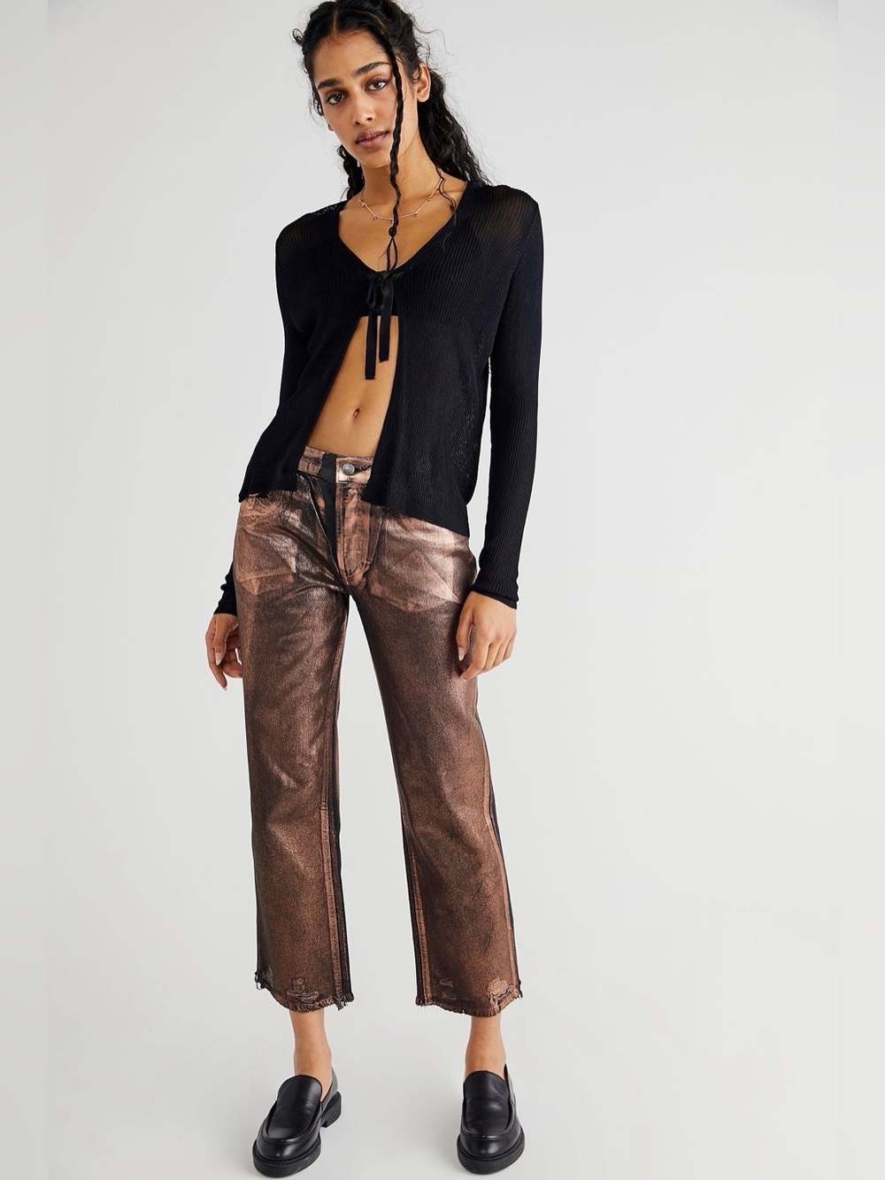 NWOT Free People Maggie Mid-rise Coated
Jeans